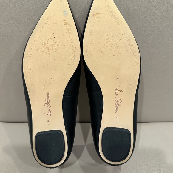 Sam Edelman Black Pointed Leather Flats with Gold Horsebit - Picture 7 of 7